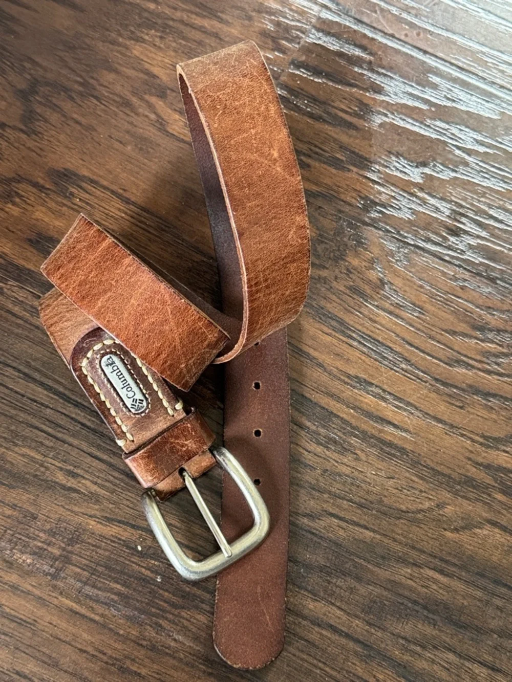 Columbia Brown Leather Men's Belt with Silver Buckle
